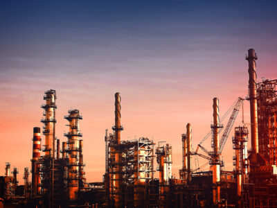 Oil Refinery at Dusk - Vivid Colors