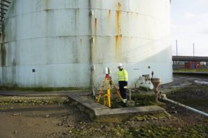Storage tank survey taking place